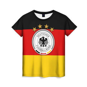 Женская футболка 3D с принтом Сборная Германии флаг в Тюмени, 100% полиэфир ( синтетическое хлопкоподобное полотно) | прямой крой, круглый вырез горловины, длина до линии бедер | германия | европы | мира | чемпионат | чм