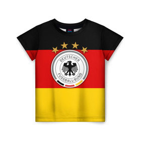 Детская футболка 3D с принтом Сборная Германии флаг в Тюмени, 100% гипоаллергенный полиэфир | прямой крой, круглый вырез горловины, длина до линии бедер, чуть спущенное плечо, ткань немного тянется | Тематика изображения на принте: германия | европы | мира | чемпионат | чм