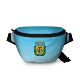 Поясная сумка 3D с принтом Сборная Аргентина в Тюмени, 100% полиэстер | плотная ткань, ремень с регулируемой длиной, внутри несколько карманов для мелочей, основное отделение и карман с обратной стороны сумки застегиваются на молнию | сборная аргентина | футбол. | чемпионат мира