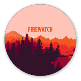 Коврик круглый с принтом FIREWATCH в Тюмени, резина и полиэстер | круглая форма, изображение наносится на всю лицевую часть | art | campo santo | firewatch | game | горы | закат | игра | лес | пейзаж | пожарный дозор | солнце | холмы