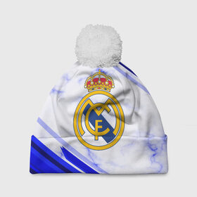 Шапка 3D c помпоном с принтом Real Madrid 2018 в Тюмени, 100% полиэстер | универсальный размер, печать по всей поверхности изделия | football | soccer | реал мадрид