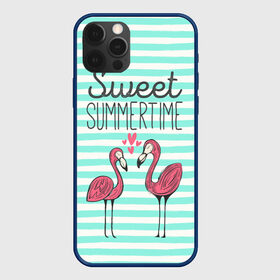 Чехол для iPhone 12 Pro с принтом Sweet Summer Time в Тюмени, силикон | область печати: задняя сторона чехла, без боковых панелей | Тематика изображения на принте: animal | art | flamingo | love | pink | summer | sweet | time | арт | белый | бирюзовый | жара | животное | лето | любовь | матроска | полоски | рисунок | розовый | роман | сердечки | сердце | серый | фламинго | черный