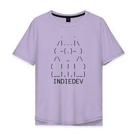 Мужская футболка хлопок Oversize с принтом Indiedev cat text в Тюмени, 100% хлопок | свободный крой, круглый ворот, “спинка” длиннее передней части | artalasky | cat | gamedev | gamer | indie | label | pixel | pixelart | retro | арталаски | инди | кот | пиксели | пиксельарт | ретро