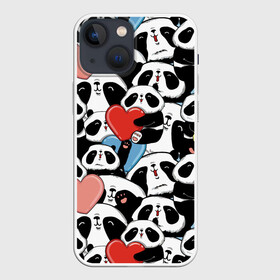 Чехол для iPhone 13 mini с принтом Пандяшки в Тюмени,  |  | baby | cute | fun | gift | happy | heart | panda | paw | smile | белый | красный | лапа | малыш | милый | мягкий | нежный | няшный | панда | подарок | радость | розовый | сердце | счастье | сюрприз | улыбка | черный