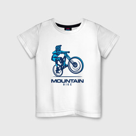 Детская футболка хлопок с принтом Велосипед в Тюмени, 100% хлопок | круглый вырез горловины, полуприлегающий силуэт, длина до линии бедер | downhill | байк | велосипед | велоспорт | горный | горы | спорт