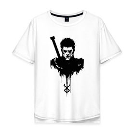 Мужская футболка хлопок Oversize с принтом Берсерк. Гатс. Черный мечник. в Тюмени, 100% хлопок | свободный крой, круглый ворот, “спинка” длиннее передней части | 
