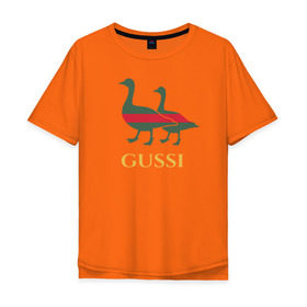 Мужская футболка хлопок Oversize с принтом Gussi GG в Тюмени, 100% хлопок | свободный крой, круглый ворот, “спинка” длиннее передней части | gucci | gussi | гуси | гучи