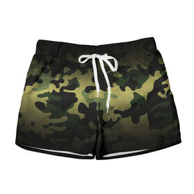 Женские шорты 3D с принтом Camouflage - Series 3 (Shorts,Pants) в Тюмени, 100% полиэстер | прямой крой, два кармана без застежек по бокам. Мягкая трикотажная резинка на поясе, внутри которой широкие завязки. Длина до середины бедра | 0x000000123 | camo | green | зелёный | камуфляж | спорт