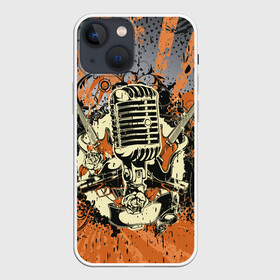 Чехол для iPhone 13 mini с принтом Microphone в Тюмени,  |  | Тематика изображения на принте: art | grunge | guitar | line | microphone | pattern | абстракция | арт | гитара | гранж | линии | микрофон | узор