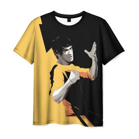 Мужская футболка 3D с принтом Bruce Lee в Тюмени, 100% полиэфир | прямой крой, круглый вырез горловины, длина до линии бедер | bruce lee | актер | боец | воин | звезда | карате