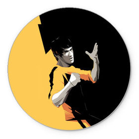 Коврик круглый с принтом Bruce Lee в Тюмени, резина и полиэстер | круглая форма, изображение наносится на всю лицевую часть | bruce lee | актер | боец | воин | звезда | карате