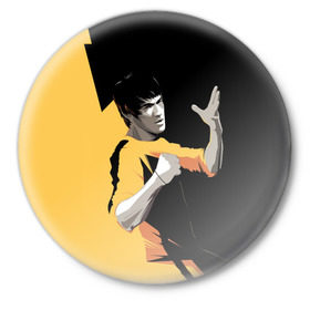 Значок с принтом Bruce Lee в Тюмени,  металл | круглая форма, металлическая застежка в виде булавки | bruce lee | актер | боец | воин | звезда | карате