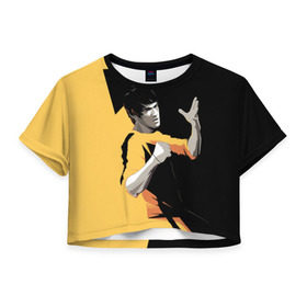 Женская футболка 3D укороченная с принтом Bruce Lee в Тюмени, 100% полиэстер | круглая горловина, длина футболки до линии талии, рукава с отворотами | bruce lee | актер | боец | воин | звезда | карате