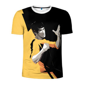 Мужская футболка 3D спортивная с принтом Bruce Lee в Тюмени, 100% полиэстер с улучшенными характеристиками | приталенный силуэт, круглая горловина, широкие плечи, сужается к линии бедра | Тематика изображения на принте: bruce lee | актер | боец | воин | звезда | карате