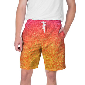 Мужские шорты 3D с принтом Солнечные мандалы в Тюмени,  полиэстер 100% | прямой крой, два кармана без застежек по бокам. Мягкая трикотажная резинка на поясе, внутри которой широкие завязки. Длина чуть выше колен | 