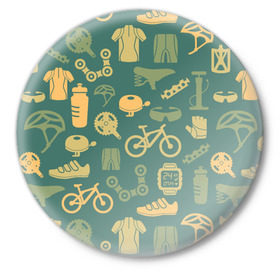 Значок с принтом Велосипедист в Тюмени,  металл | круглая форма, металлическая застежка в виде булавки | bicycle | bike | road | speed | sport | вело | велосипед | велосипедист | гонщик | дорога | здоровье | педали | сила | скорость | спорт | трасса | шлем