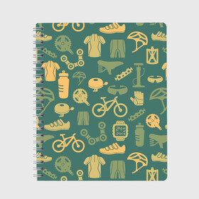 Тетрадь с принтом Велосипедист в Тюмени, 100% бумага | 48 листов, плотность листов — 60 г/м2, плотность картонной обложки — 250 г/м2. Листы скреплены сбоку удобной пружинной спиралью. Уголки страниц и обложки скругленные. Цвет линий — светло-серый
 | bicycle | bike | road | speed | sport | вело | велосипед | велосипедист | гонщик | дорога | здоровье | педали | сила | скорость | спорт | трасса | шлем