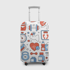 Чехол для чемодана 3D с принтом Спортивная жизнь в Тюмени, 86% полиэфир, 14% спандекс | двустороннее нанесение принта, прорези для ручек и колес | зож | паттерн | спорт