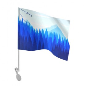 Флаг для автомобиля с принтом FIREWATCH в Тюмени, 100% полиэстер | Размер: 30*21 см | art | campo santo | firewatch | game | горы | закат | игра | лес | пейзаж | пожарный дозор | солнце | холмы