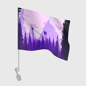 Флаг для автомобиля с принтом Firewatch в Тюмени, 100% полиэстер | Размер: 30*21 см | art | campo santo | firewatch | game | горы | закат | игра | лес | пейзаж | пожарный дозор | солнце | холмы