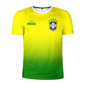 Мужская футболка 3D спортивная с принтом Сборная Бразилии в Тюмени, 100% полиэстер с улучшенными характеристиками | приталенный силуэт, круглая горловина, широкие плечи, сужается к линии бедра | brasil | brasilia | brazilia | braziliya | cfb | бразилия | сборная