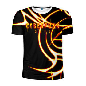 Мужская футболка 3D спортивная с принтом Cyberpunk 2077 в Тюмени, 100% полиэстер с улучшенными характеристиками | приталенный силуэт, круглая горловина, широкие плечи, сужается к линии бедра | action | cyberpunk | projekt red | rpg | игра | кибер | мир | панк | средневековья | фэнтези