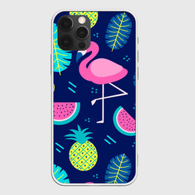 Чехол для iPhone 12 Pro Max с принтом Фламинго в Тюмени, Силикон |  | flamingo | ананас | арбуз | летние | летняя | лето | листья | текстура | фламинго | фрукты