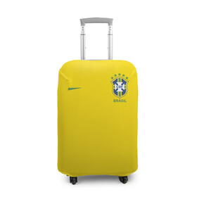 Чехол для чемодана 3D с принтом Бразилия форма (без надписи сзади) в Тюмени, 86% полиэфир, 14% спандекс | двустороннее нанесение принта, прорези для ручек и колес | brasil | championship | cup | football | team | world |  чемпионат мира | бразилии | бразилия | форма | футбол | чм