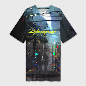 Платье-футболка 3D с принтом Cyber Punk 2077 в Тюмени,  |  | cd projekt red | cyberpunk | cyberpunk 2077 | e3 | ps4 | rpg | v | xbox | будущее | киберпанк | киберпанк 2077 | от создателей ведьмака | рпг