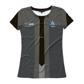 Женская футболка 3D с принтом Detroit RK 800 в Тюмени, 100% полиэфир ( синтетическое хлопкоподобное полотно) | прямой крой, круглый вырез горловины, длина до линии бедер | connor detroit: become human | detroit | detroit – ap700