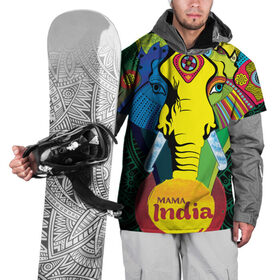 Накидка на куртку 3D с принтом Мама Индия в Тюмени, 100% полиэстер |  | Тематика изображения на принте: ганеша | гималаи | индия | йога | кислота | практика | психоделика | слон | ярко