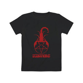 Детская футболка хлопок с принтом Scorpions в Тюмени, 100% хлопок | круглый вырез горловины, полуприлегающий силуэт, длина до линии бедер | Тематика изображения на принте: scorpions | группа | скорпионс | хард | хардрок