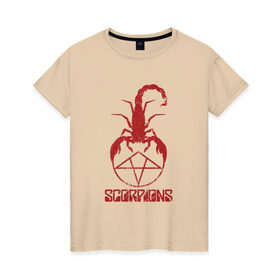 Женская футболка хлопок с принтом Scorpions в Тюмени, 100% хлопок | прямой крой, круглый вырез горловины, длина до линии бедер, слегка спущенное плечо | scorpions | группа | скорпионс | хард | хардрок