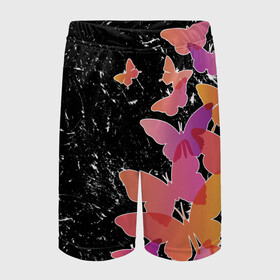 Детские спортивные шорты 3D с принтом Бабочки — это цветы в Тюмени,  100% полиэстер
 | пояс оформлен широкой мягкой резинкой, ткань тянется
 | разноцветные | яркие