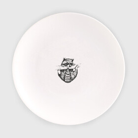 Тарелка с принтом Енот - повисун в Тюмени, фарфор | диаметр - 210 мм
диаметр для нанесения принта - 120 мм | енотики | еноты