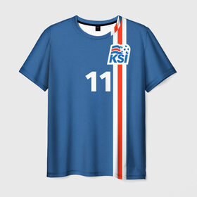 Мужская футболка 3D с принтом KSI 11 A.FINNBOGASSON в Тюмени, 100% полиэфир | прямой крой, круглый вырез горловины, длина до линии бедер | fc | football | football club | iceland | sport | исландия | сборная исландии | спорт | спортивные | униформа | фирменные цвета | фк | футбол | футбольный клуб