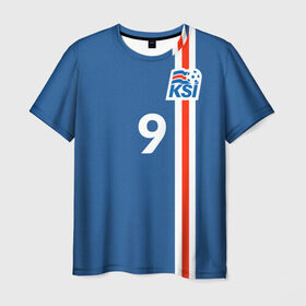 Мужская футболка 3D с принтом KSI 9 SIGURDARSON в Тюмени, 100% полиэфир | прямой крой, круглый вырез горловины, длина до линии бедер | fc | football | football club | iceland | ksi | sport | исландия | сборная исландии | спорт | спортивные | униформа | фирменные цвета | фк | футбол | футбольный клуб