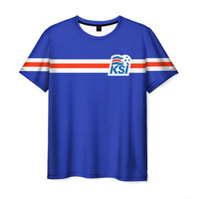 Мужская футболка 3D с принтом KSI ICELAND SPORT в Тюмени, 100% полиэфир | прямой крой, круглый вырез горловины, длина до линии бедер | fc | football | football club | iceland | ksi | sport | исландия | сборная исландии | спорт | спортивные | униформа | фирменные цвета | фк | футбол | футбольный клуб