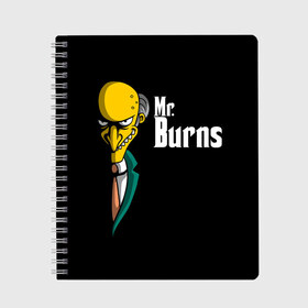 Тетрадь с принтом Mr Burns (Simpsons) в Тюмени, 100% бумага | 48 листов, плотность листов — 60 г/м2, плотность картонной обложки — 250 г/м2. Листы скреплены сбоку удобной пружинной спиралью. Уголки страниц и обложки скругленные. Цвет линий — светло-серый
 | Тематика изображения на принте: burns | mr | mr. burns | simpsons | мистер бернс | симпсоны