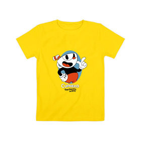 Детская футболка хлопок с принтом Cuphead (4) в Тюмени, 100% хлопок | круглый вырез горловины, полуприлегающий силуэт, длина до линии бедер | cuphead | game | retro | uphead
