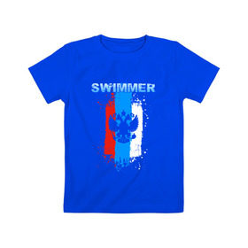 Детская футболка хлопок с принтом Swimmer в Тюмени, 100% хлопок | круглый вырез горловины, полуприлегающий силуэт, длина до линии бедер | пловец | пловчиха