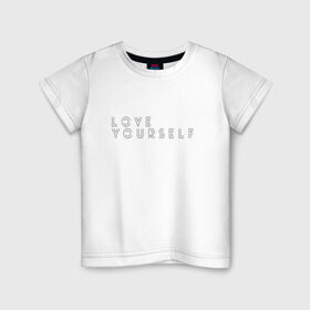 Детская футболка хлопок с принтом LOVE YOURSELF_2 в Тюмени, 100% хлопок | круглый вырез горловины, полуприлегающий силуэт, длина до линии бедер | bangtan boys | bts | бантаны | бтс