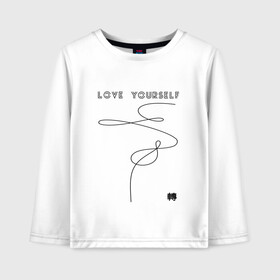 Детский лонгслив хлопок с принтом LOVE YOURSELF _ в Тюмени, 100% хлопок | круглый вырез горловины, полуприлегающий силуэт, длина до линии бедер | bangtan boys | bts | бантаны | бтс