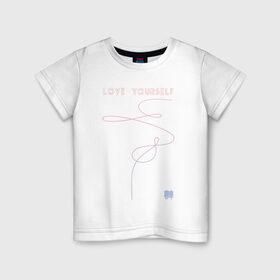 Детская футболка хлопок с принтом LOVE YOURSELF_3 в Тюмени, 100% хлопок | круглый вырез горловины, полуприлегающий силуэт, длина до линии бедер | bangtan boys | bts | бантаны | бтс
