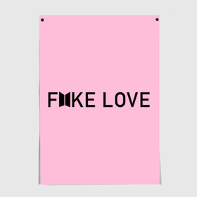Постер с принтом FAKE LOVE_pink в Тюмени, 100% бумага
 | бумага, плотность 150 мг. Матовая, но за счет высокого коэффициента гладкости имеет небольшой блеск и дает на свету блики, но в отличии от глянцевой бумаги не покрыта лаком | bangtan boys | bts | бантаны | бтс