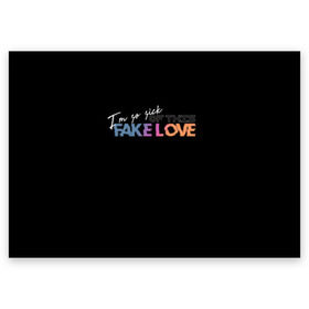 Поздравительная открытка с принтом FAKE LOVE в Тюмени, 100% бумага | плотность бумаги 280 г/м2, матовая, на обратной стороне линовка и место для марки
 | bangtan boys | bts | бантаны | бтс