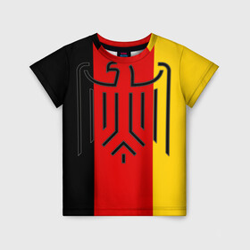 Детская футболка 3D с принтом German eagle в Тюмени, 100% гипоаллергенный полиэфир | прямой крой, круглый вырез горловины, длина до линии бедер, чуть спущенное плечо, ткань немного тянется | герб | германский | немецкий | орел | флаг
