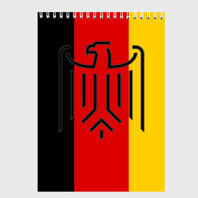 Скетчбук с принтом German eagle в Тюмени, 100% бумага
 | 48 листов, плотность листов — 100 г/м2, плотность картонной обложки — 250 г/м2. Листы скреплены сверху удобной пружинной спиралью | герб | германский | немецкий | орел | флаг