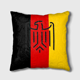 Подушка 3D с принтом German eagle в Тюмени, наволочка – 100% полиэстер, наполнитель – холлофайбер (легкий наполнитель, не вызывает аллергию). | состоит из подушки и наволочки. Наволочка на молнии, легко снимается для стирки | герб | германский | немецкий | орел | флаг