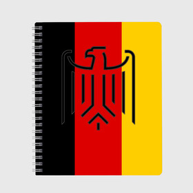 Тетрадь с принтом German eagle в Тюмени, 100% бумага | 48 листов, плотность листов — 60 г/м2, плотность картонной обложки — 250 г/м2. Листы скреплены сбоку удобной пружинной спиралью. Уголки страниц и обложки скругленные. Цвет линий — светло-серый
 | герб | германский | немецкий | орел | флаг